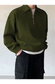 Erkek Polo Yaka Oversize Sweatshirt Yarım Fermuar Sweatshirt OVERSIZE-SWEATSHIRT - 2