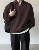 Erkek Polo Yaka Oversize Sweatshirt Yarım Fermuar Sweatshirt OVERSIZE-SWEATSHIRT - 10