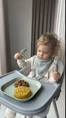 Kare Bebek Mama Tabağı 2'li Sage Green - Peach - 2