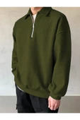 Erkek Polo Yaka Oversize Sweatshirt Yarım Fermuar Sweatshirt OVERSIZE-SWEATSHIRT - 4