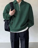 Erkek Polo Yaka Oversize Sweatshirt Yarım Fermuar Sweatshirt OVERSIZE-SWEATSHIRT - 7