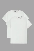 Erkek Slim Fit Dar Kesim Bisiklet Yaka %100 Pamuk 2'li Tişört Paketi BASIC-T-SHIRT2 - 6
