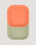 Kare Bebek Mama Tabağı 2'li Sage Green - Peach - 8