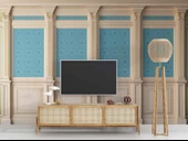 3 Boyutlu Mavi Motif Beyaz Sütun Duvar Kağıdı Baskı - 3