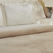 Karaca Home Raunda Ekru Çift Kişilik Weelsoft Battaniye - 3