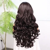 Açık Kahve Bebek Saçlı Fiber Sentetik Yoğun Dalgalı Tül Peruk thumbnail 5