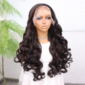 Açık Kahve Bebek Saçlı Fiber Sentetik Yoğun Dalgalı Tül Peruk thumbnail 3