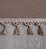 Simirna Ponpon Saçaklı Peluş Yıkanabilir Kaymaz Banyo Paspası 2'li Klozet Takımı Vizon - 2