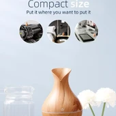 Şık LED Işıklı, Tahta Desenli, Dekoratif Hava Nemlendirici ve Aromatik Buhar Difüzörü - 4