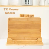 Porsima 16668 Piero Bambu 3'lü Standlı Kesme Tahtası Kesim Panosu thumbnail 7