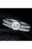 Charm Gümüş Yüzük Kadınlar Için Bijoux Kristal Nişan Düğün Takı anel masculino Çift Yüzük - 1