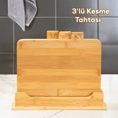 Porsima 16668 Piero Bambu 3'lü Standlı Kesme Tahtası Kesim Panosu thumbnail 3