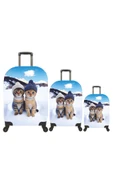 (My#83 Kedi Kar) VALİZLER İÇİN KILIF SETİ (KABİN ORTA VE BÜYÜK) thumbnail 1