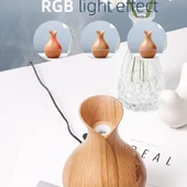 Şık LED Işıklı, Tahta Desenli, Dekoratif Hava Nemlendirici ve Aromatik Buhar Difüzörü - 1