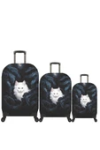 (My#85 Kedi Kara Tüy) VALİZLER İÇİN KILIF SETİ (KABİN ORTA VE BÜYÜK) thumbnail 1