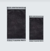 Simirna Ponpon Saçaklı Peluş Yıkanabilir Kaymaz Banyo Paspası 2'li Klozet Takımı Antrasit - 5