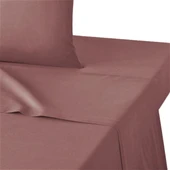 Maki Home Yüzde Yüz Pamuklu Gül Kurusu 160x240 Tek Kişilik Yataklara Uygun Lastiksiz Düz Çarşaf - 1