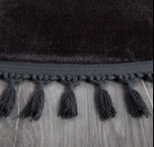 Simirna Ponpon Saçaklı Peluş Yıkanabilir Kaymaz Banyo Paspası 2'li Klozet Takımı Antrasit - 2