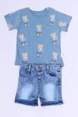 ERKEK BEBEK ŞORTLU TAKIM KOT ŞORTLU ÇITÇIT DETAYLI BASKILI B26 - 8