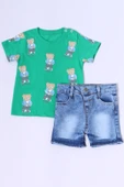 ERKEK BEBEK ŞORTLU TAKIM KOT ŞORTLU ÇITÇIT DETAYLI BASKILI B26 - 11