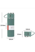 Vakumlu Çay Kahve Sıcak Soğuk Yeşil Piknik Kamp Termosu Paslanmaz Çelik 3 Bardaklı 500ML Termos Seti - 8