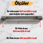 İnox Metal Mobilya Mutfak Çekmece Dolap Dolabı Kapak Kulbu Kulpu Kulpları (224 mm - 22.4 cm) thumbnail 2