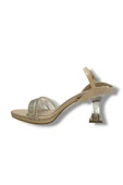 Erbay 84-25 Deri Taşlı Şeffaf Topuk Anatomik Kadın Sandalet - 9