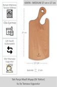 Yekpare Masif Ahşap Sunum Tahtası Kesme Tahtası Kayın Medium - 1