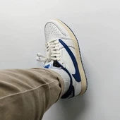 Nike Travis Scott x Fragment Air Jordan 1 Low OG White/Blue/Sail thumbnail 2