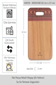 Yekpare Masif Ahşap Sunum Tahtası Kesme Tahtası Desenli Kayın Medium - 1