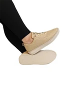 Voyager Z094 Zn Kadın Bej Nata Hakiki Deri Günlük Spor Ayakkabı - 4