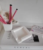 3 Parça Beton Ofis Seti Masa Üstü Organizer - 3