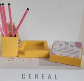 3 Parça Beton Ofis Seti Masa Üstü Organizer - 3