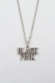 Black Pink Gümüş Kaplama Düz Zincir Kolye thumbnail 1