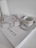 Beton Bardak Altlığı Set Gri Fincan Çay Bardağı Gri - 2