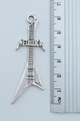 Metallica Elektro Gitar Gümüş Kaplama Düz Zincir Kolye - 3