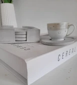 Beton Bardak Altlığı Set Gri Fincan Çay Bardağı Gri - 3