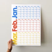 Tarihsiz Üç Aylık Duvar Takvimi, Zamansız Takvim, Planlayıcı Takvim, Rengarenk Duvar Takvimi - 70x100 cm - 2