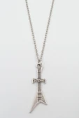 Manowar Elektro Gitar Gümüş Kaplama Düz Zincir Kolye thumbnail 1