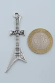 Megadeth Elektro Gitar Gümüş Kaplama Düz Zincir Kolye thumbnail 4