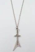 Motorhead Elektro Gitar Gümüş Kaplama Düz Zincir Kolye thumbnail 1