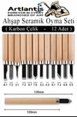 Ahşap Seramik Oyma Seti 12 li 1 Paket İskarpela Seti Paslanmaz Çelik Bıçaklı Ağaç Oyma Heykel Hobi Kretuar Gravür - 2