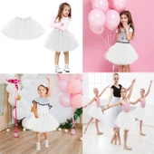 Beyaz Renk Tütü Etek Bale Eteği Gösteri Eteği Çocuk Bebek Boy - 1