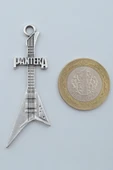 Pantera Elektro Gitar Gümüş Kaplama Düz Zincir Kolye thumbnail 4