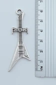 Manowar Elektro Gitar Gümüş Kaplama Düz Zincir Kolye thumbnail 3