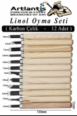 Linol Oyma Seti 12 Parça 1 Paket Linol Oyma Kesme Bıçak Seti 12 Bıçaklı Linolyum Baskı Ahşap Saplı - 1