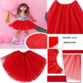 Kırmızı Renk Tütü Etek Bale Eteği Gösteri Eteği Çocuk Bebek Boy - 1