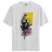 Abstract City - %100 Pamuklu Erkek Beyaz Tişört - Premium Quality - 1