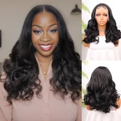 Siyah Bebek Saçlı Geniş Dalgalı Fiber Sentetik Tül Peruk thumbnail 1