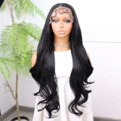 Siyah Renk Bebek Saçlı Fiber Sentetik Tül Peruk thumbnail 2